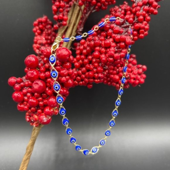 Evil Eye Anklet - 14K Gold Plated – Amulet Anklet - Beach Jewelry - Picture 3 of 10